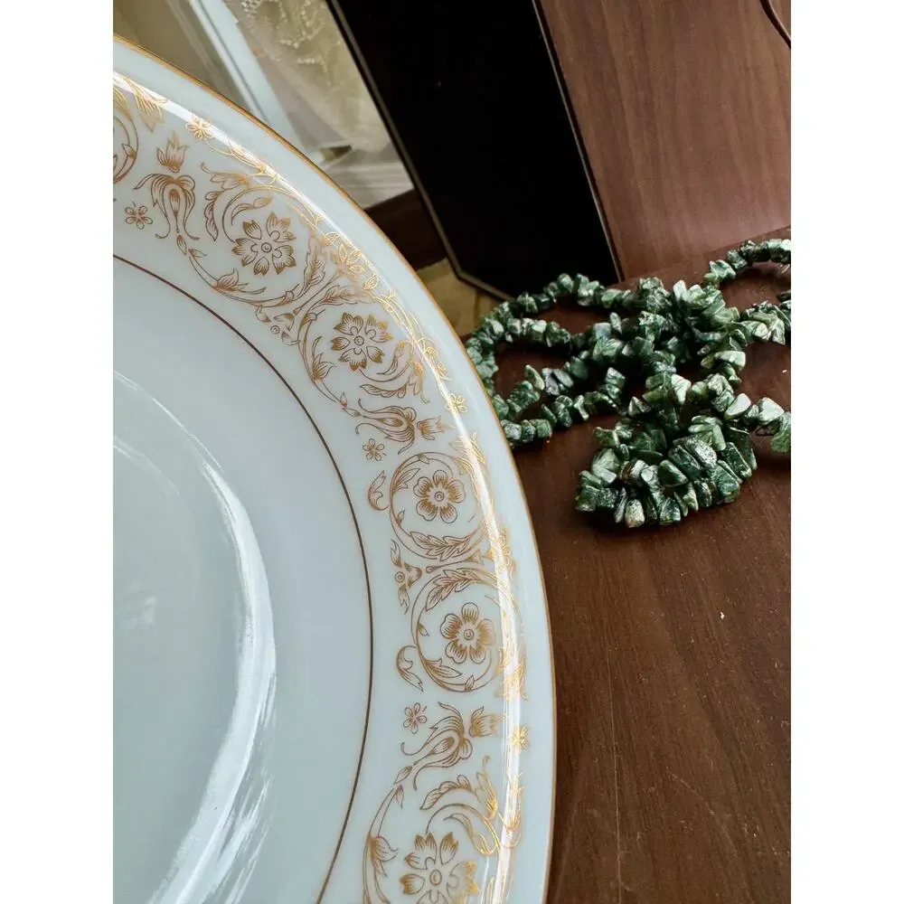 Noritake Raphael 6679 Rim Soup Bowls Set of 7 Japan Gold Scroll Floral Vintage